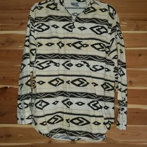 Chico's Black and Cream Button Down Shirt